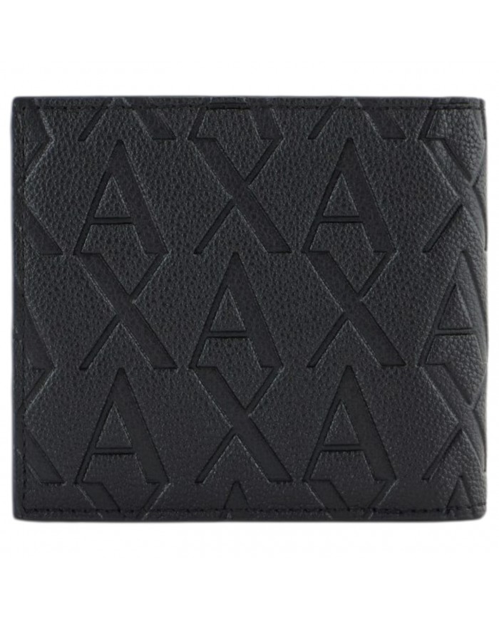 Portafoglio Armani Exchange Uomo Monogram Logo Leather Black