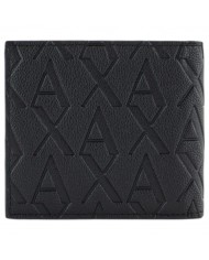 Portafoglio Armani Exchange Uomo Monogram Logo Leather Black
