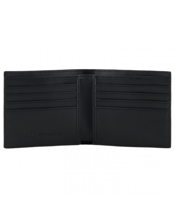 Portafoglio Armani Exchange Uomo Monogram Logo Leather Black