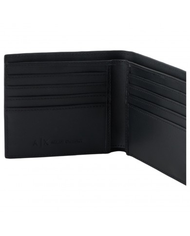 Portafoglio Armani Exchange Uomo Monogram Logo Leather Black