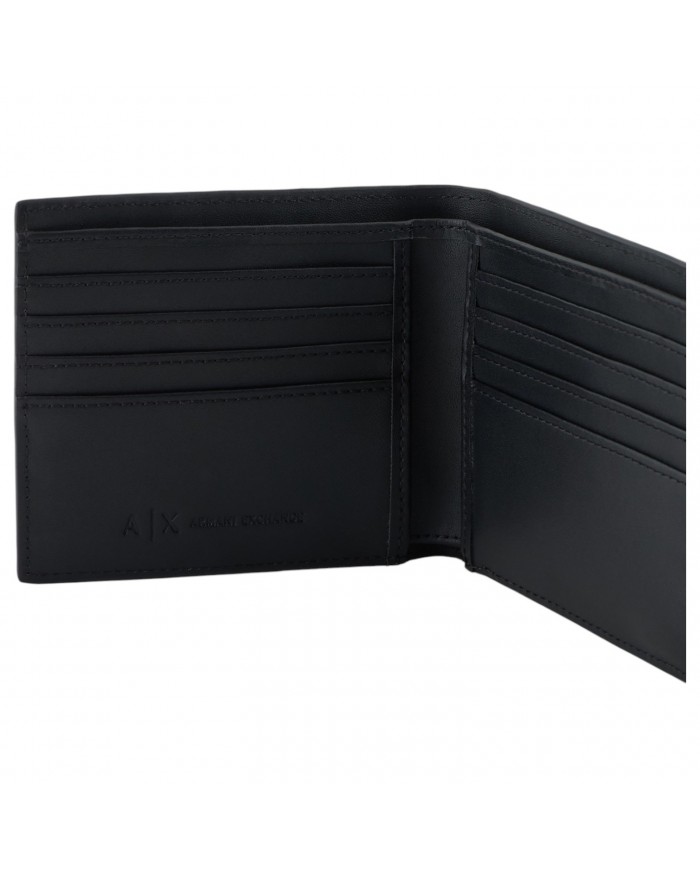Portafoglio Armani Exchange Uomo Monogram Logo Leather Black