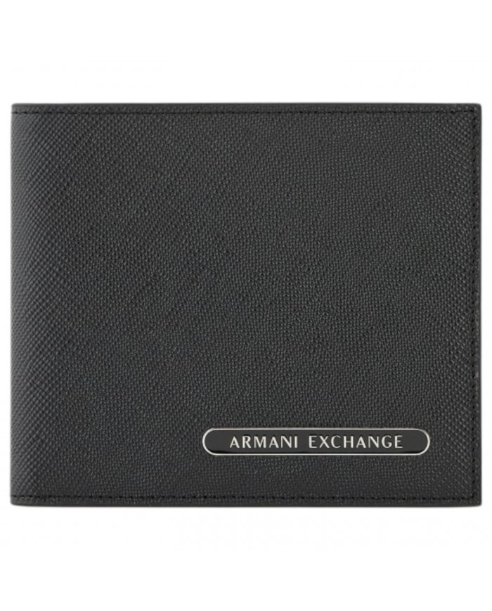 Portafoglio Armani Exchange Uomo Line Logo Saffiano Leather Black