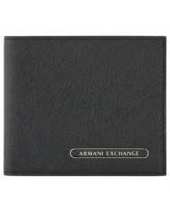Portafoglio Armani Exchange Uomo Line Logo Saffiano Leather Black