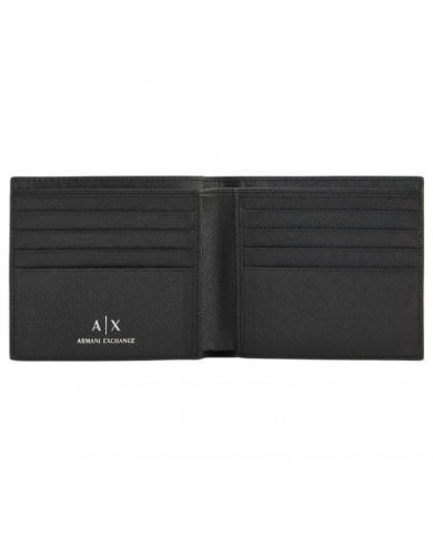Portafoglio Armani Exchange Uomo Line Logo Saffiano Leather Black