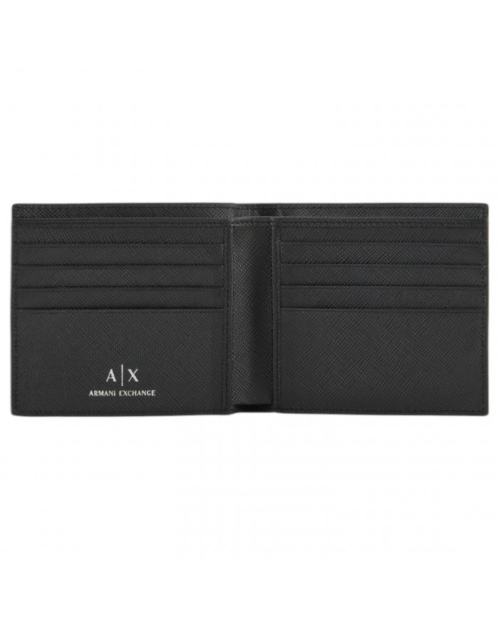 Portafoglio Armani Exchange Uomo Line Logo Saffiano Leather Black