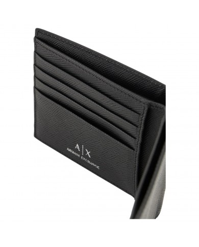 Portafoglio Armani Exchange Uomo Line Logo Saffiano Leather Black