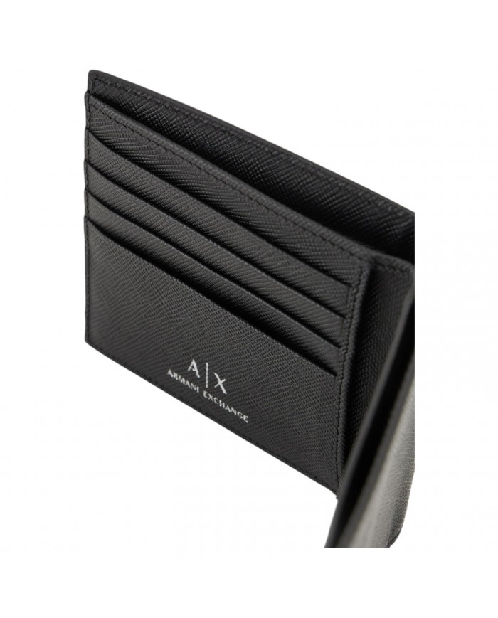 Portafoglio Armani Exchange Uomo Line Logo Saffiano Leather Black