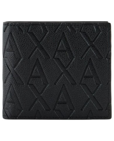 Portafoglio Armani Exchange Uomo Monogram Logo Con Portamonete Leather Black