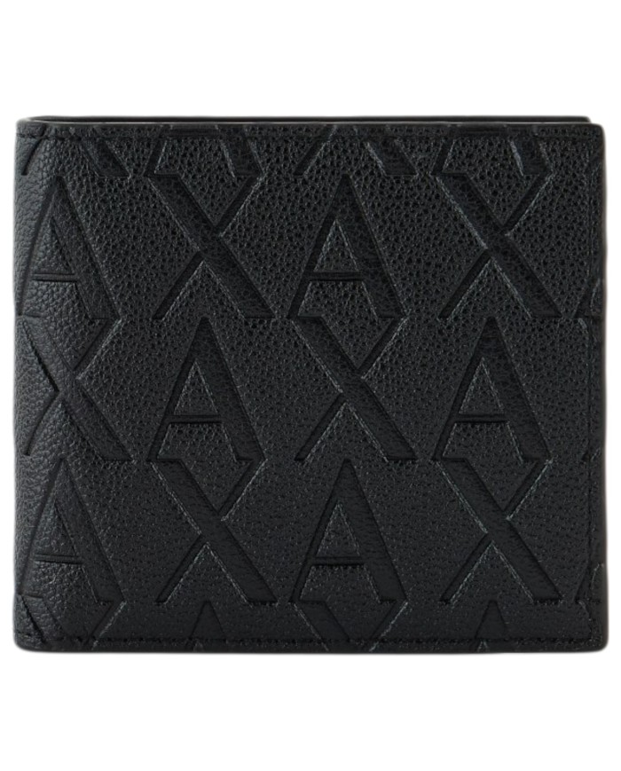 Portafoglio Armani Exchange Uomo Monogram Logo Con Portamonete Leather Black