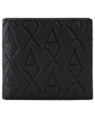 Portafoglio Armani Exchange Uomo Monogram Logo Con Portamonete Leather Black