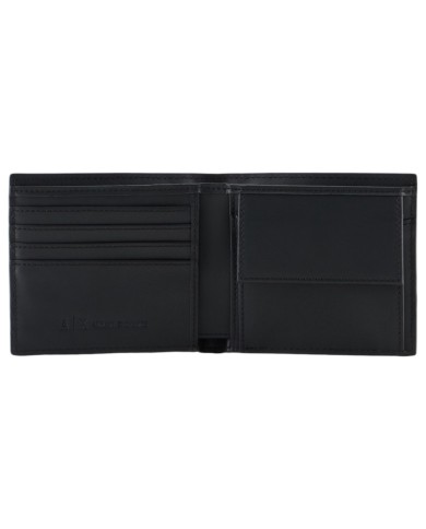 Portafoglio Armani Exchange Uomo Monogram Logo Con Portamonete Leather Black