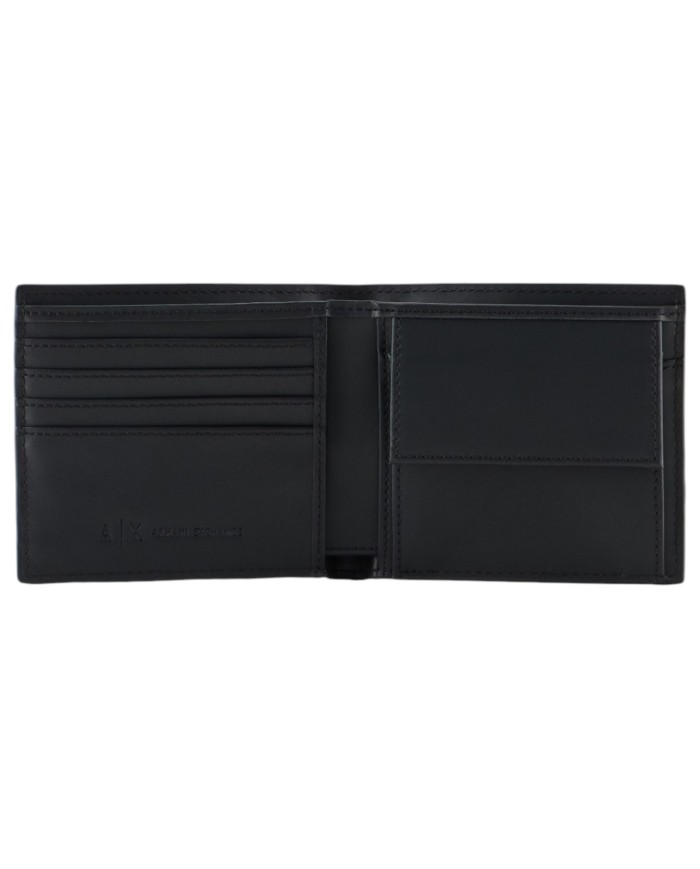 Portafoglio Armani Exchange Uomo Monogram Logo Con Portamonete Leather Black