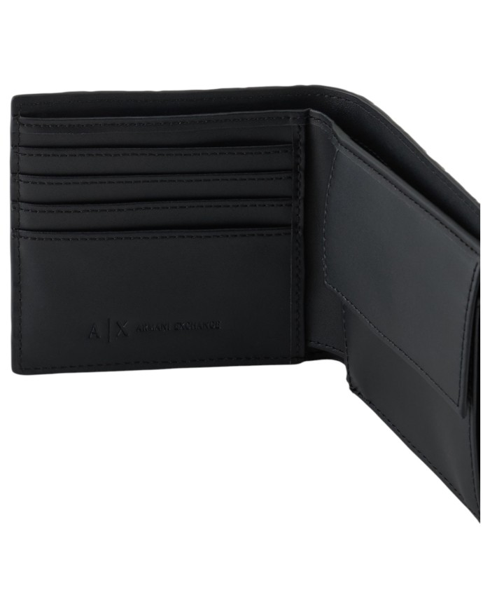 Portafoglio Armani Exchange Uomo Monogram Logo Con Portamonete Leather Black