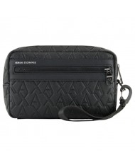 Pochette Uomo Armani Exchange Monogram Logo Embossed Leather Black