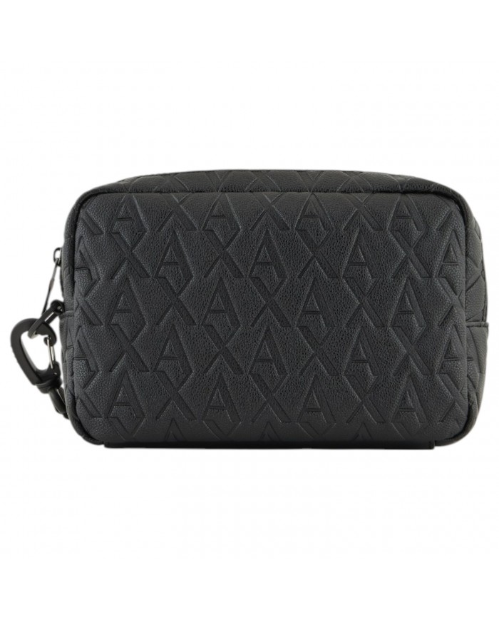 Pochette Uomo Armani Exchange Monogram Logo Embossed Leather Black