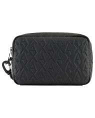 Pochette Uomo Armani Exchange Monogram Logo Embossed Leather Black