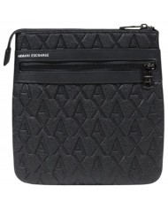 Borsello Uomo Armani Exchange Stripes Monogram Logo Leather Deep Navy