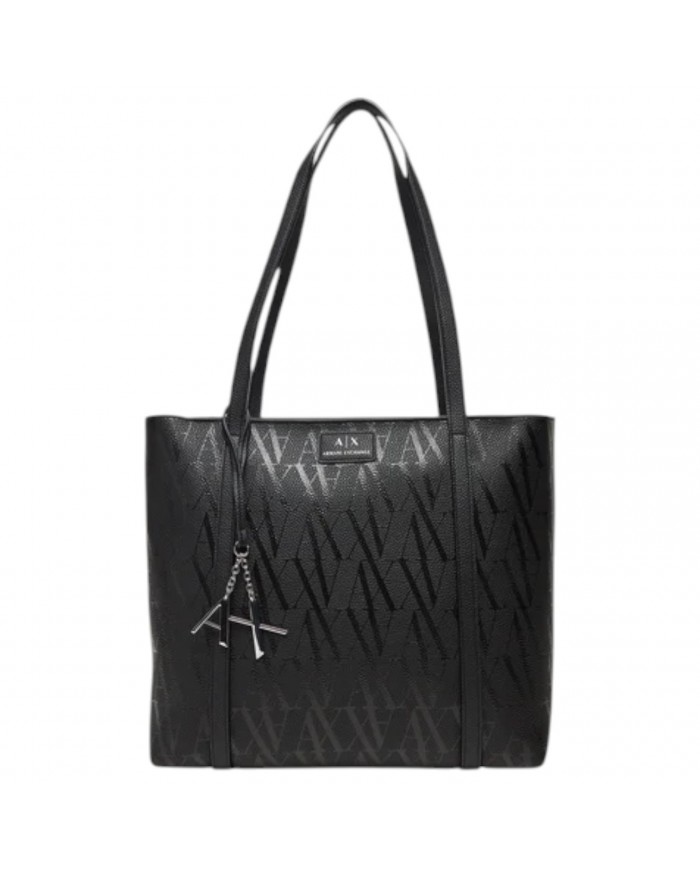 Shopper Armani Exchange Donna Monogram Logo Traslucido Leather Black