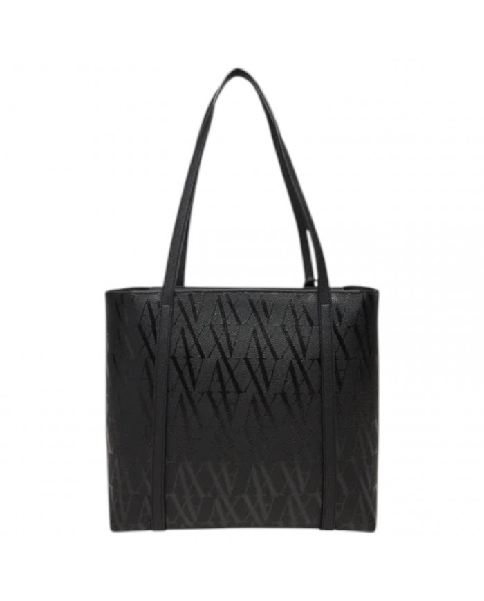 Shopper Armani Exchange Donna Monogram Logo Traslucido Leather Black