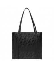 Shopper Armani Exchange Donna Monogram Logo Traslucido Leather Black