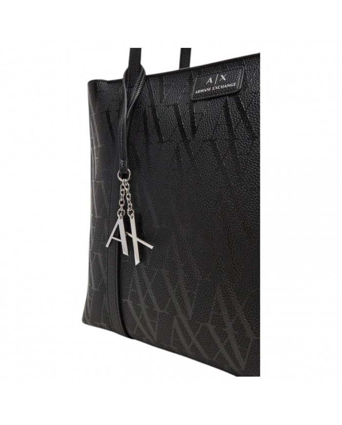 Shopper Armani Exchange Donna Monogram Logo Traslucido Leather Black