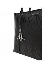 Shopper Armani Exchange Donna Monogram Logo Traslucido Leather Black