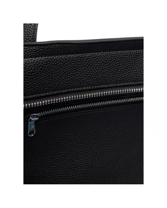 Shopper Armani Exchange Donna Monogram Logo Traslucido Leather Black