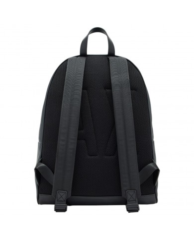 Zaino Uomo Armani Exchange Stripes Monogram Logo Backpack Leather Ebony Cardinal Grey