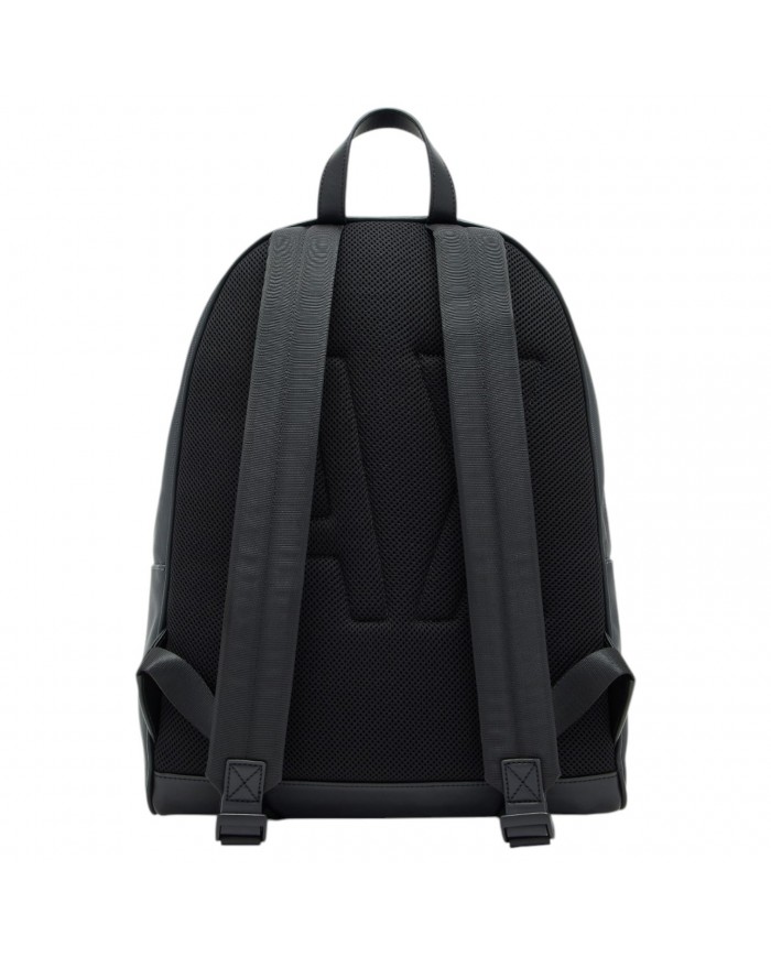 Zaino Uomo Armani Exchange Stripes Monogram Logo Backpack Leather Ebony Cardinal Grey