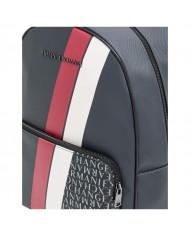 Zaino Uomo Armani Exchange Stripes Monogram Logo Backpack Leather Ebony Cardinal Grey