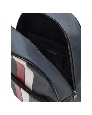 Zaino Uomo Armani Exchange Stripes Monogram Logo Backpack Leather Ebony Cardinal Grey