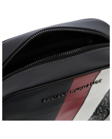 Borsello Uomo Armani Exchange Stripes Monogram Logo Leather Ebony Cardinal Grey