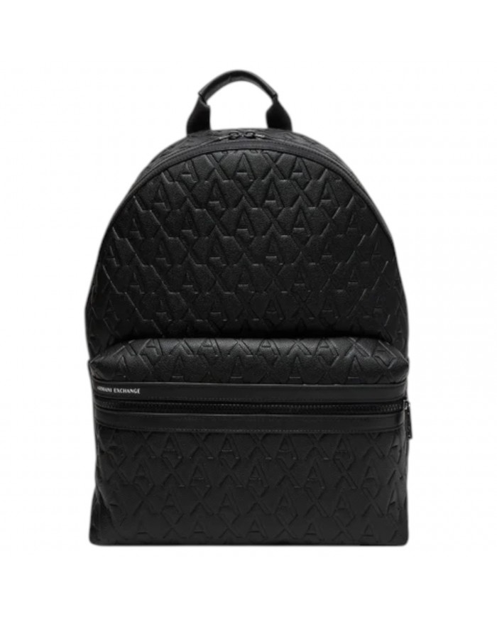 Zaino Uomo Armani Exchange Backpack Monogram Logo Leather Black