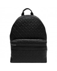 Zaino Uomo Armani Exchange Backpack Monogram Logo Leather Black