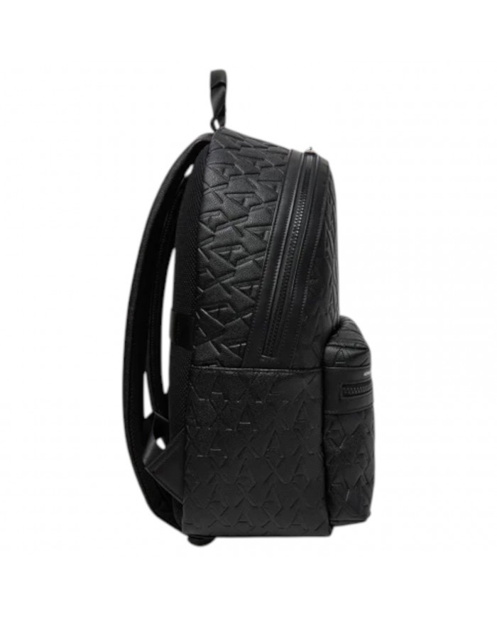 Zaino Uomo Armani Exchange Backpack Monogram Logo Leather Black