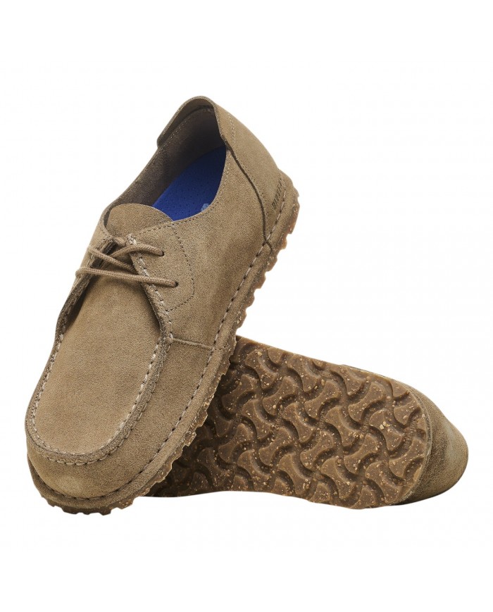 Mocassino Uomo Birkenstock Unisex Donna Utti Lace Pelle scamosciata Gray Taupe
