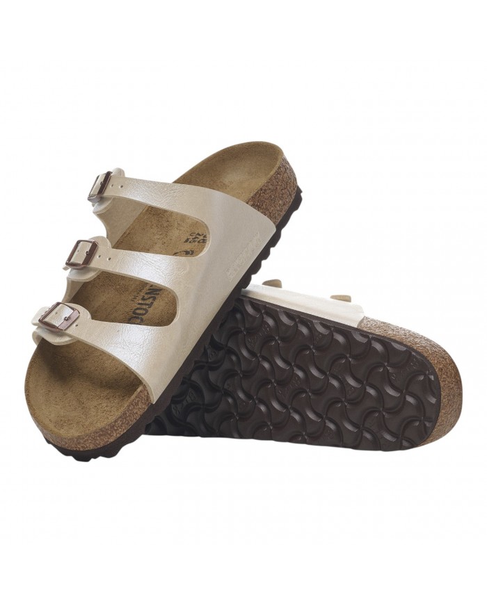 Sandalo Donna Birkenstock Unisex Florida BS Birko-Flor Graceful Pearl White