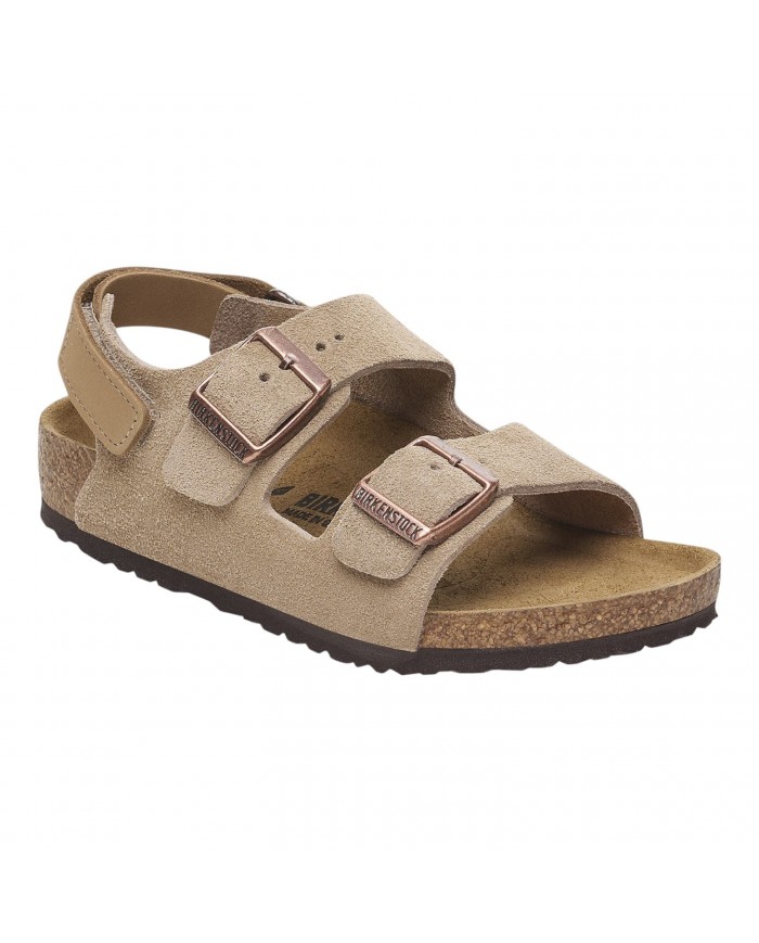Sandalo Bimbo Birkenstock Milano AS Kids Pelle Scamosciata Taupe