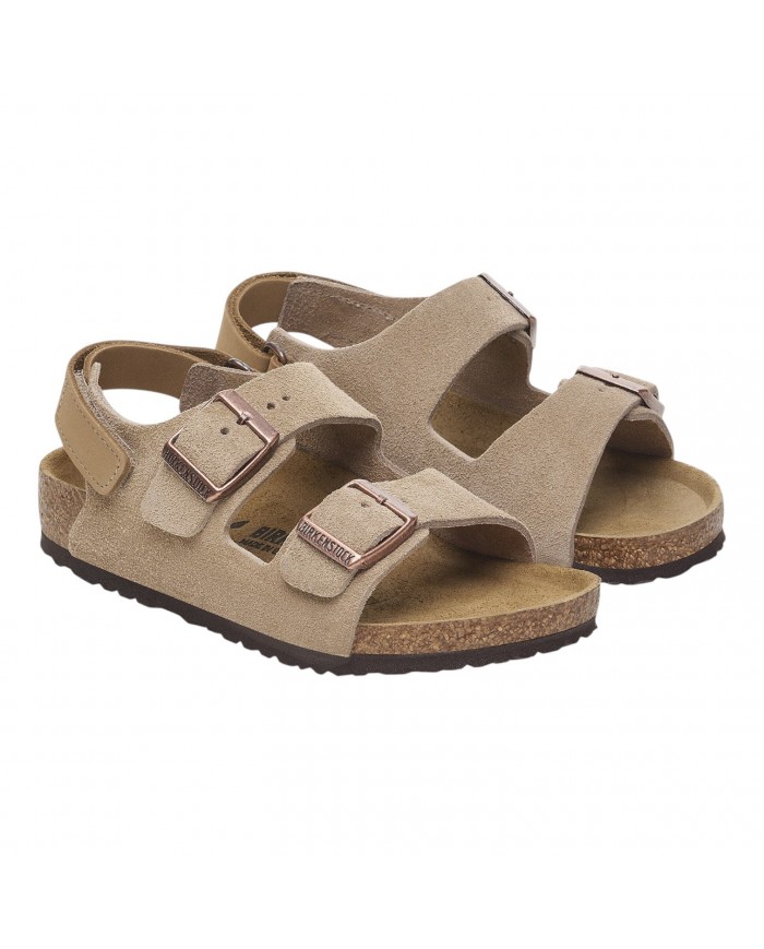 Sandalo Bimbo Birkenstock Milano AS Kids Pelle Scamosciata Taupe