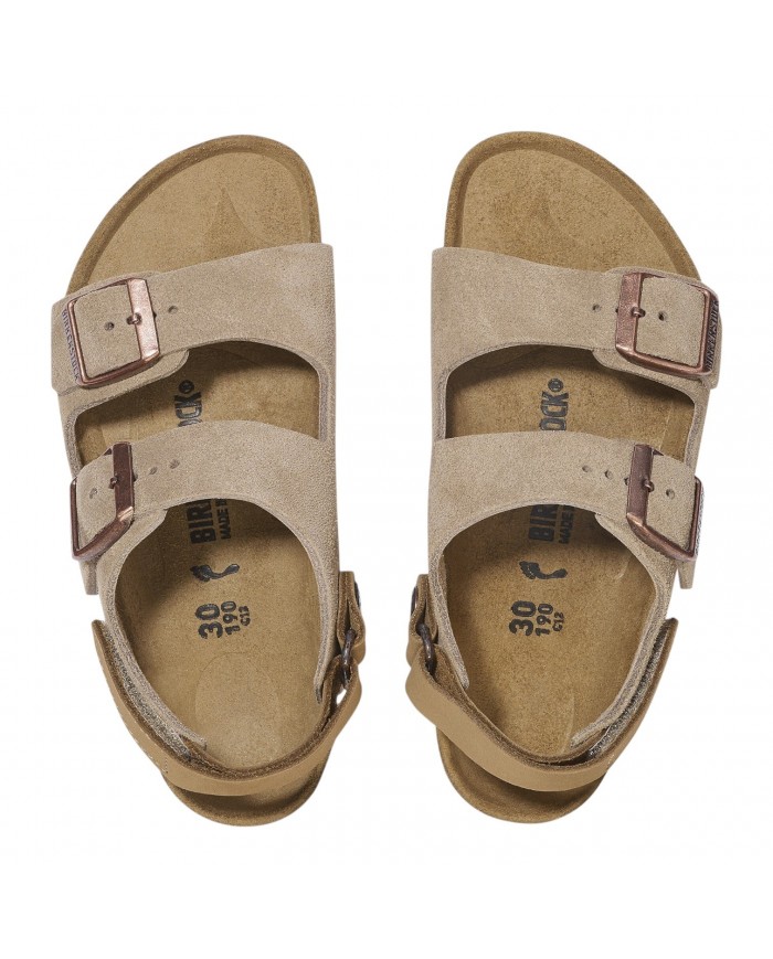 Sandalo Bimbo Birkenstock Milano AS Kids Pelle Scamosciata Taupe