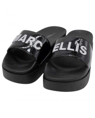 Ciabatta Marc Ellis Donna Platform Logata Black Silver