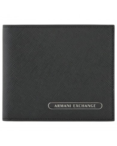 Portafoglio Armani Exchange Uomo Line Logo Con Portamonete Saffiano Leather Black