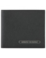 Portafoglio Armani Exchange Uomo Line Logo Con Portamonete Saffiano Leather Black
