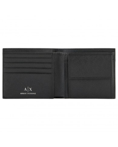 Portafoglio Armani Exchange Uomo Line Logo Con Portamonete Saffiano Leather Black