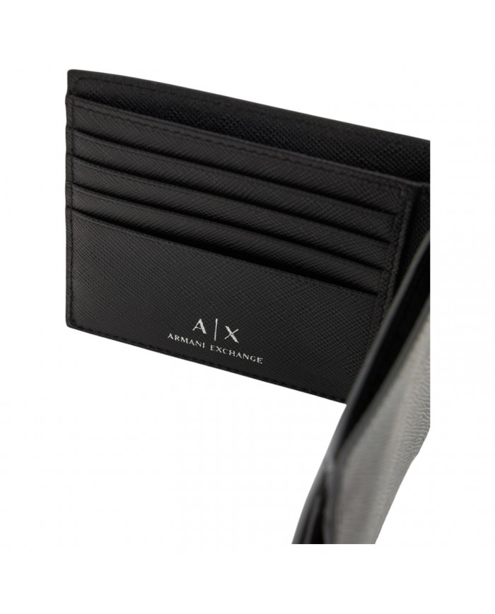 Portafoglio Armani Exchange Uomo Line Logo Con Portamonete Saffiano Leather Black