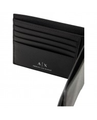 Portafoglio Armani Exchange Uomo Line Logo Con Portamonete Saffiano Leather Black