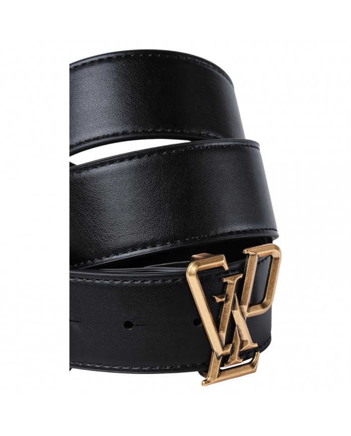 Cintura Gaelle Donna G L P Logo Leather Oro Nero