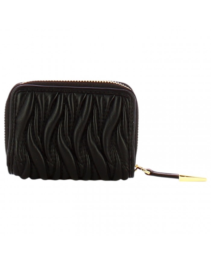 Portafoglio Gaelle Donna Mini Zip Around Matelassé Black