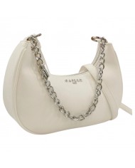 Borsa A Spalla Gaelle Donna Con Tracolla Metal Logo Saffiano Leather White