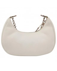 Borsa A Spalla Gaelle Donna Con Tracolla Metal Logo Saffiano Leather White